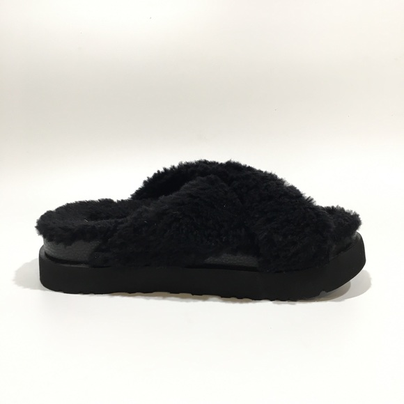 UGG Fuzz Sugar Cross Slide Women’s Sandals -Black -US 8 -NEW - Picture 4 of 8